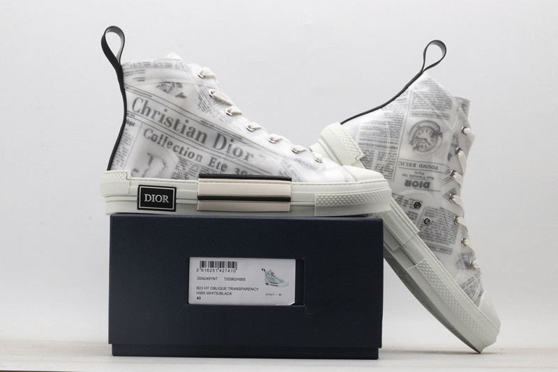 dio* b23 oblique high-top white sneaker