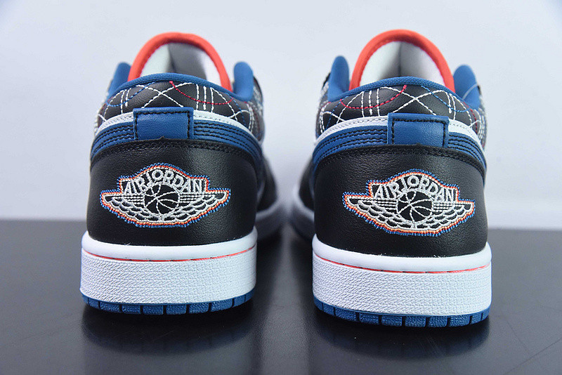 air jordan 1 low white industrial blue black siren red fv3622-141