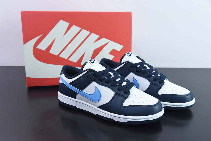 nike dunk low white navy university blue fn7800-400